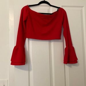 Red long sleeve crop top
